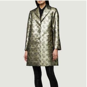 Authentic FRAME gold metallic jacquard coat